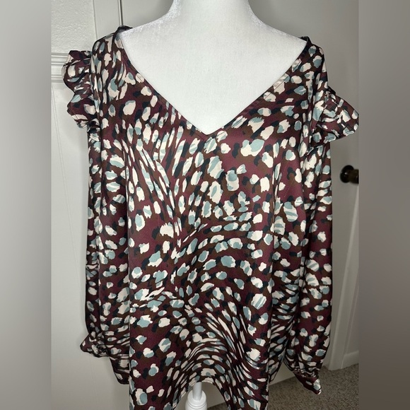 Eloquii Geo print Ruffle Blouse Sz 20 - Picture 2 of 8